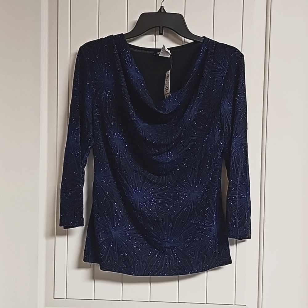 S.Lenine NEW w/tag - Blue Topax Sparkling Drop Neck Top